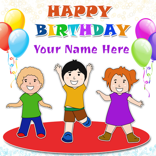 Happy Birthday Cartoon Kids Birthday Card With Name