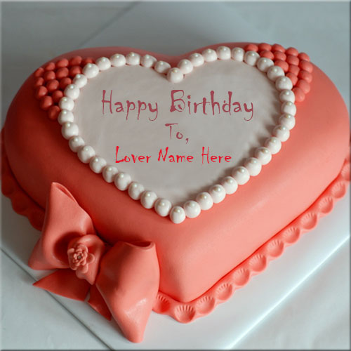 Write Name On Heart Shape Birthday Cake For Lover